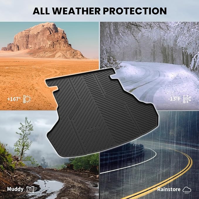 LASFIT Trunk Mat for Toyota Camry 2017 2016 2015(Not Fit Hybrid), Custom Fit TPE All Weather Cargo Mat for Camry 2015-2017 Trunk Liner Rear Cargo Liner, Black