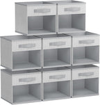 DIMJ Collapsible Storage Cubes, 8 Packs Cube Storage Bins with Window, Fabric Storage Baskets for Shelves, Closet Storage Box