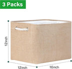 Bidtakay Fabric Storage Baskets for Shelves 3 Pack Large Storage Bins for Organizing Linen Collapsible Organizer for Closet-F