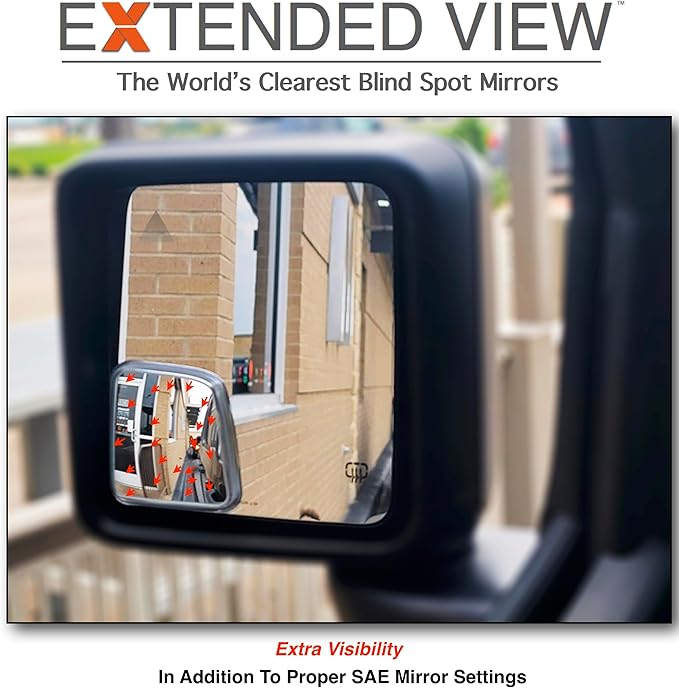Custom Blind Spot Mirrors- Compatible with 2020-Present Jeep Gladiator | blind spot mirrors compatible with Jeep Gladiator JT| NXTGEN Extended View Blind Spot Mirrors - 2 Piece Set (Left & Right)