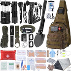 Survival Kit, 250pcs Survival Tools Tactical Gear and Trauma Bag, Survival First Aid Kit with Molle Crossbody Bag & Emergency