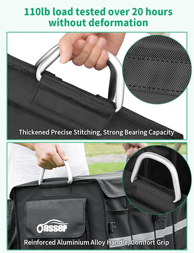 Oasser Trunk Organizer Cargo Organizer Trunk Storage Waterproof Collapsible Durable Multi Compartments with Foldable Hard Cover