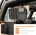 Molle Car Sun Visor Organizer, Auto Semi-Rigid MOLLE Panel Police Gear Holder w/Zipper Pocket & Sunglasses Clip, Universal Tactical Panel Visor Organizer for Cars SUVs Trucks