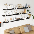 Axeman 72 Inch Floating Shelves | Black Picture Ledge Shelf Set of 3 | Rustic Wood Wall Shelves with Lip | 72" Black Picture 