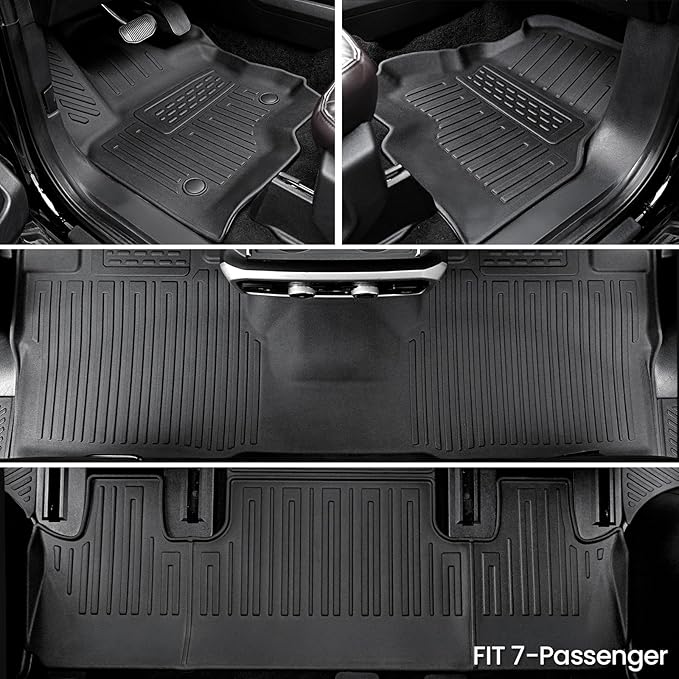 Floor Mats Cargo Mat for 2018-2024 Ford Expedition 7 Seats Captain Chairs(Not for Max Model), All Weather TPE Cargo Liner Backrest Mats Door Sill Protectors Car Accessories (Floor Mats Set)