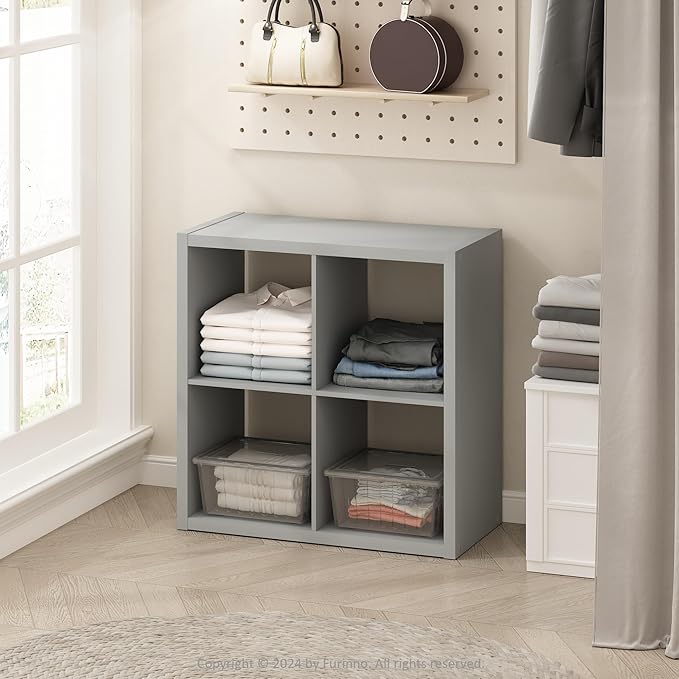 Furinno Cubic Closet Organizers and Storage, 4-Cube Closet Organizer, Open Shelf Closet Storage, Extra Thick Frame for Wardro
