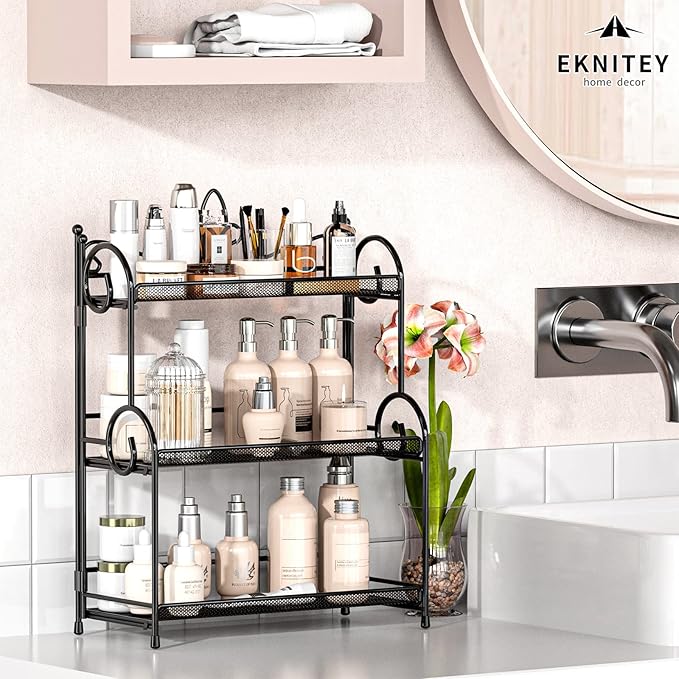 EKNITEY Bathroom Counter Organizer - 3 Tier Spice Rack Organizer Skincare Countertop Organizers for Bathroom Kitchen Bedroom 