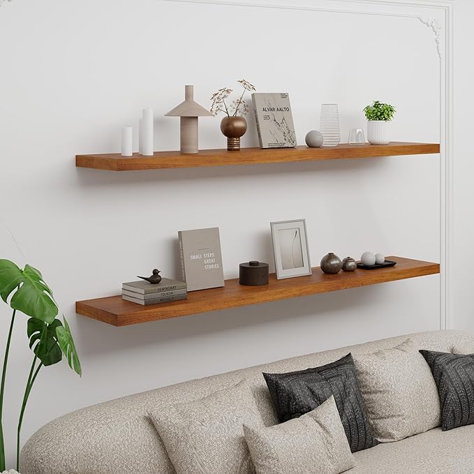 IAE Floating Wall Shelves 55 inch,Bathroom Shelving Wall Mounted,Invisible Shelf Floating Kitchen Shelves,Wooden Wall Shelf w