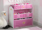 Delta Children Princess Crown Design & Store 6 Bin Toy Storage Organizer - Greenguard Gold Certified, White/Pink