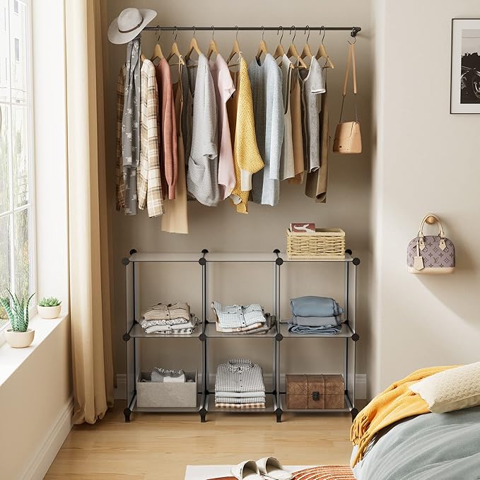 HOMIDEC 6-Cube Storage Organizer, Closet Organizer Storage Shelf Bookcase Bookshelf with Metal Hammer, Storage Cubes Organize