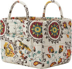 Boho Fabric Storage Basket, Large Capacity Laundry Basket, 12.2'' x 10.23'' x 10.23'' Collapsible Laundry Hamper with Easy Ca