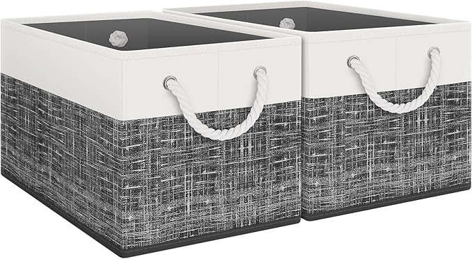 Fab totes Storage Bins [2-Pack], Foldable Storage Baskets for Organizing Toys, Books, Shelves, Closet, Large Storage Box with