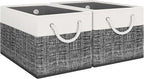 Fab totes Storage Bins [2-Pack], Foldable Storage Baskets for Organizing Toys, Books, Shelves, Closet, Large Storage Box with