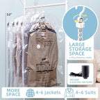 Hanging Vacuum Storage Bags with Electric Pump, 4 Pack (53 x27.5 inch), Vacuum Seal Bags for Clothing, Garment Storage for Sh