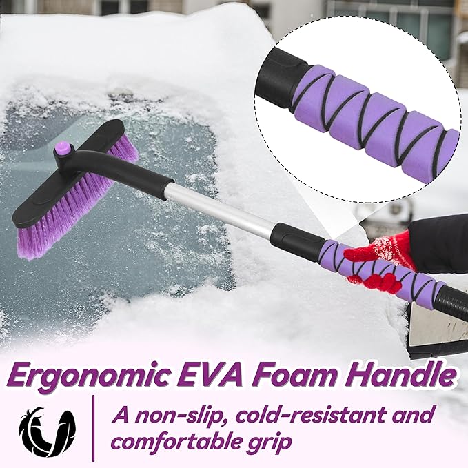 Gardzen 32" Snow Brush and Ice Scraper for Car Windshield, 2-in-1 Car Snow Brush and Ice Scraper, Extendable Snow Scraper with Brush, Snow Removal for Cars SUVs