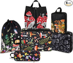 6 Pcs Compression Packing Cubes Waterproof Suitcase Travel Bag Luggage Backpack Organizer Travel Cubes for Packing-Black Mush