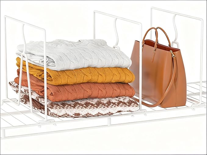 Wire Shelf Dividers for Closet: Tall 12 Pack 12-Inch Deep Adjustable Organizer for Shelves,Metal Rack Separator for Clothes, 