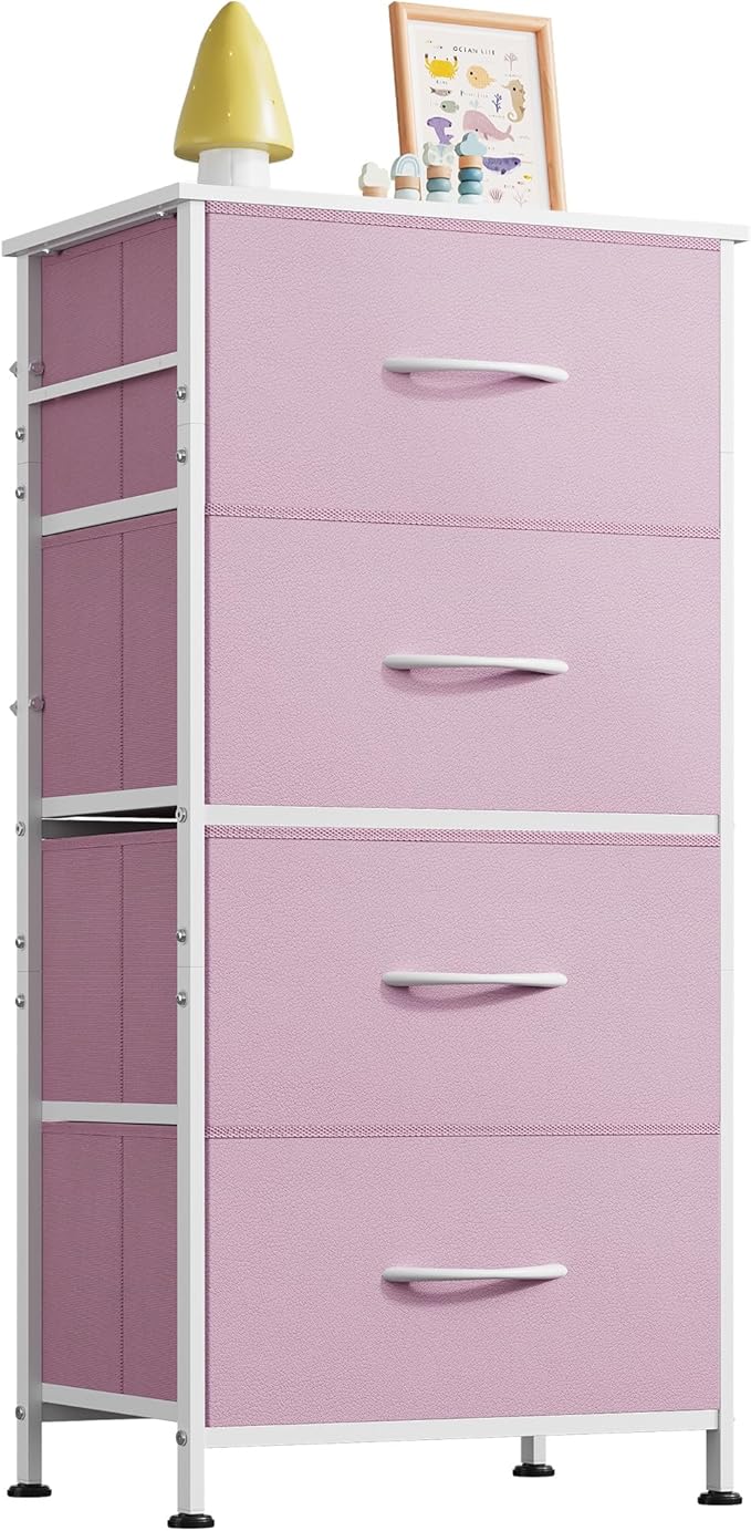 WLIVE Dresser with 4 Drawers, Storage Tower, Organizer Unit, Fabric Dresser for Bedroom, Hallway, Entryway, Closets, Sturdy S