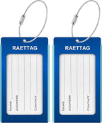 Luggage Tags Metal Suitcase Tags Travel Bag ID Identifier Luggage Tag (2Pack - Blue)