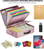 Fireproof Document Box, Hard Case Highly Flame-Resistant Fire Proof Waterproof File Organizer with Lock, Portable Fire Safe f