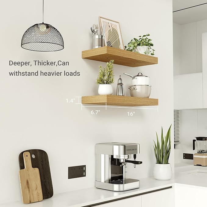 Vivelove Floating Shelves for Wall Mounted, 16 inchs Shelf for Small Bathroom, Bedroom, Living Room, Kitchen, Modern Home Dec