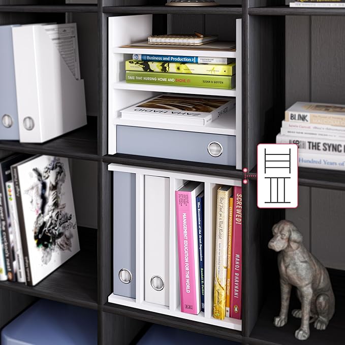 Ballucci 4-Tier Paper Sorter and File Organizer for Desk, Wood Mail Sorter, Fits into IKEA Kalax and ClosetMaid Cube Storage 