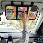Tactical Sun Visor Organizer,Hippie Flower Style Scratch-Resistant Auto Interior Accessories Car Essentials Tool Pack Multi-Pocket for Universal Most Vehicles