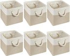 Geiserailie 6 Pcs 11 x 11 Inch Cube Storage Bins Fabric Storage Organizer Bins Foldable Cube Baskets with Sturdy Carry Handle