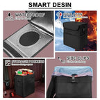 Car Trash Can Bin with Lid - Collapsible Car Garbage Can with Storage Pockets-Black Mini Leakproof Vehicle Trash Bag-Small Automotive Organizers and Storage for Back/Front Seat SUV Truck Accessories