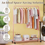 Simple Trending Standard Clothes Clothing Garment Rack with Storage Shelves, Rolling Clothes Organizer on Wheels for Hanging 