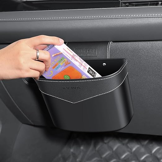 Car Trash Can Mini Trash Bin Garbage Organizer with Plastic Trash Bag Automotive Small Garbage Bin for Home Office Auto Vehicle Car Door Front Back Seat Storage Accessories (Glovebox trash can)