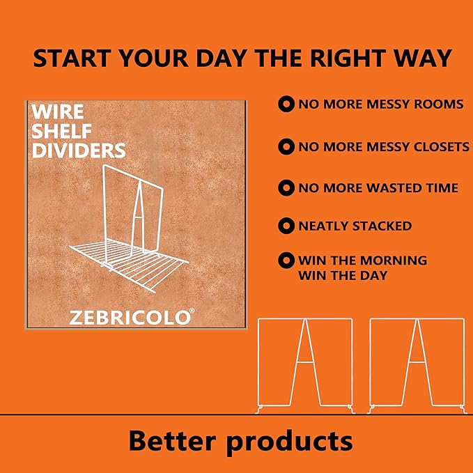 shelf dividers, create 40% more closet space, Set of 8, 12 inch wire shelf dividers, closet organizers and storage,supremely 