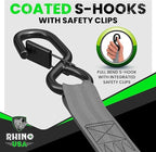 Rhino USA Retractable Ratchet Straps (4-Pack) - 1 Inch x 10 Feet (1,209lb Break Strength) - Auto Self Retracting Tie Down Straps for Truck, Cargo Trailer, Motorcycle, ATV, UTV - Gray