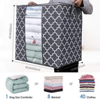 WISELIFE Storage Bags [3 Pack/100L] Large Blanket Clothes Organization and Storage Containers for Comforters,Bedding, Foldabl