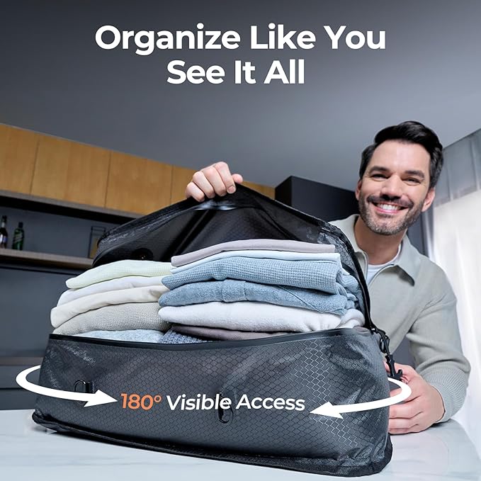 Relime Apex Series Vacuum Bags for Travel Luggage, 180° Open, Reusable Compression Bags for travel Pack, Vacuum Seal Packing 