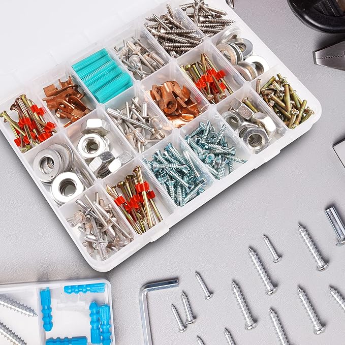 Exptolii 18 Grids Plastic Organizer Box with Dividers, Clear Compartment Container Storage for Washi Tapes Beads Crafts Jewel