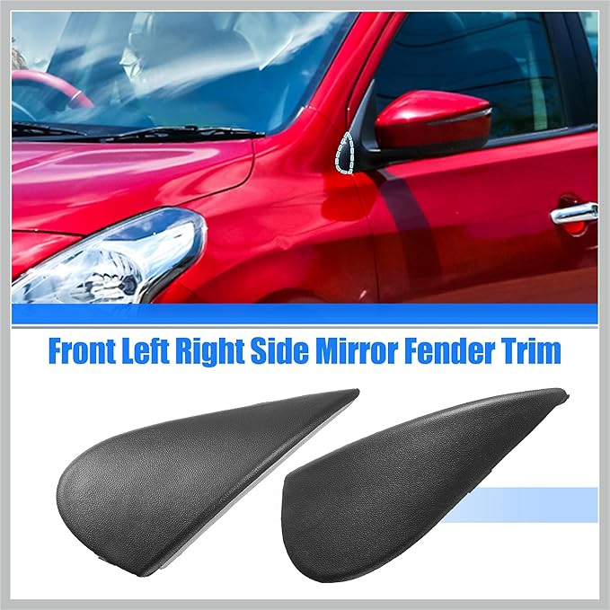 1 Pair Front Left and Right Mirror Corner Triangle Fender Cover Rearview Triangle Trim Panel for Nissan Versa 1.6L at Sedan S 96318-3BA0A 96319-3BA0A Replacement Car Parts