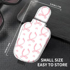 Leather Magnetic Sunglass Holder for Car Sun Visor, Cute Eyeglass Ticket Card Hanger Clip, Universal Auto Interior Accessories for SUV Pickup Truck White Pink Bow