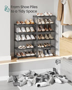 SONGMICS Shoe Rack, 10-Tier Shoe Organizer, Metal Storage Shelf, Upright or Upside Down, for 11-22 Pairs, for Entryway, 11.8 