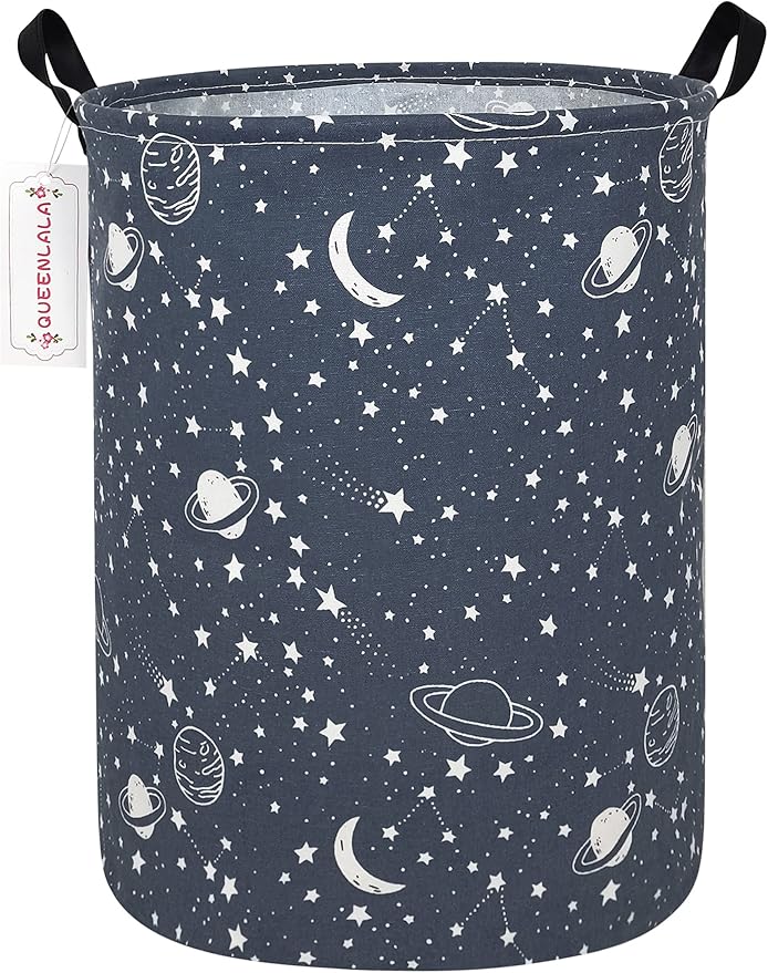 QUEENLALA Large Storage Basket,Laundry Hamper/Bathroom/Home Decor/Collapsible Round Storage Bin,Boys and Girls Hamper/Boxes/C