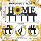 Key Holder Wall Mount Sunflower Metal Key Hooks Organizer Hanger Coat Rack with 5 Hooks Rustic Farmhouse Decorative Welcome H