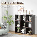 SUPER DEAL 9 Cube Storage Organizer, 3 Tier Bookshelf Open Shelf Display Rack with 5 Removable Back Panels Wood Bookshelf Sys