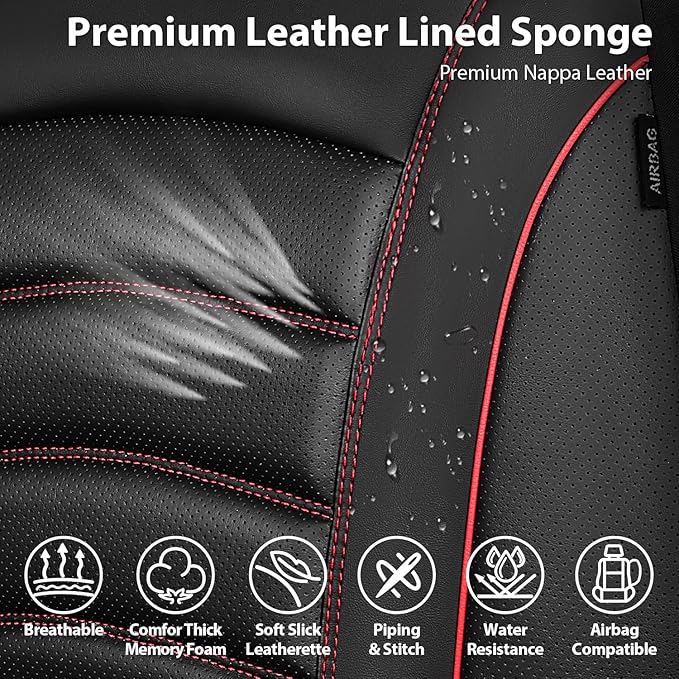 CAR PASS 3D Foam PU Leather Car Seat Covers, Universal Seat Covers Front 2 for Trucks SUV Sedan Automotive Seat Covers Armres