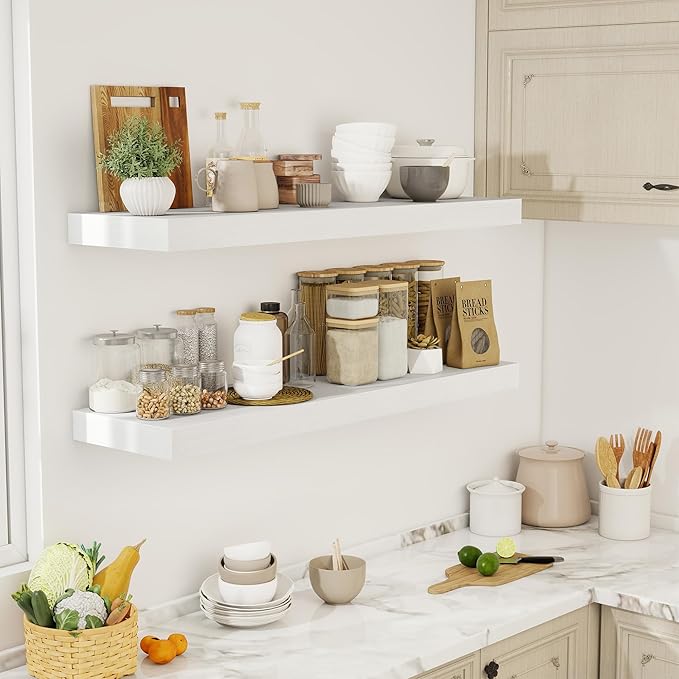 48 Inch Floating Shelves, 12" Deep Floating Shelf Wall Mounted, 48" Wall Shelves, Rustic Deep Bookshelf, Extra Deeper & Thick