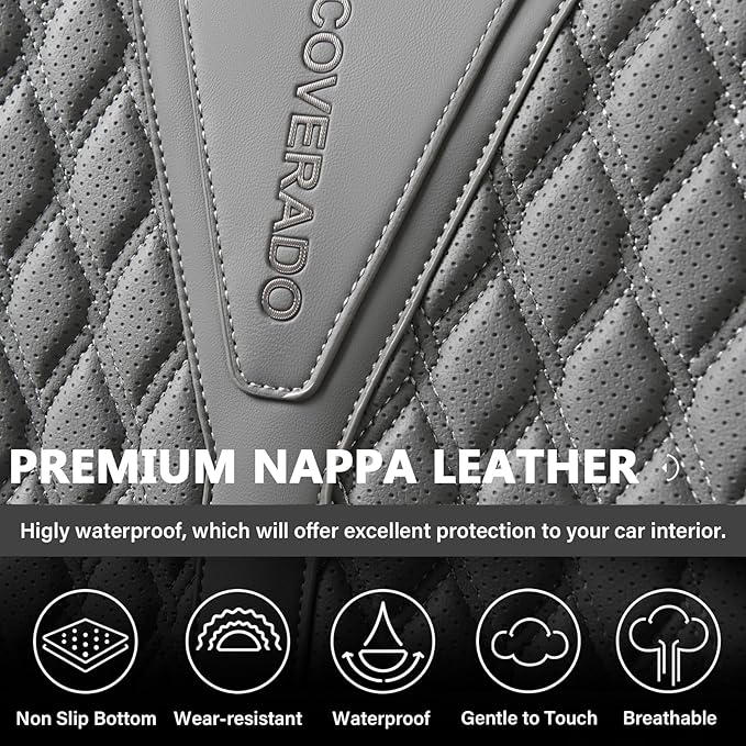 Coverado Front Seat Covers, Luxury Nappa Leather Seat Covers, Car Seat Covers Waterproof, 2 Pack Universal Seat Covers for Ca