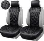CAR PASS Luxury Napa Leather Front Car Seat Covers, Sideless Car Seat Protectors with Storage Pocket, Non-Slip Automotive Sea