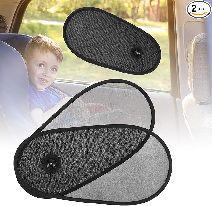 2 PCS Car Window Shade for Baby, Adjustable Rotatable Automotive Mesh Sun Blocke Driver Side Window Car Sunshades, with Suction Cups, Glare and UV Rays Protection, Fits Most of Vehicle
