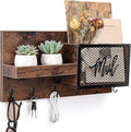 Yalikop Mail and Key Organizer for Wall with Shelf, Wall Mounted Mail Holder with Hooks, Entryway Organizer for Letters, Keys