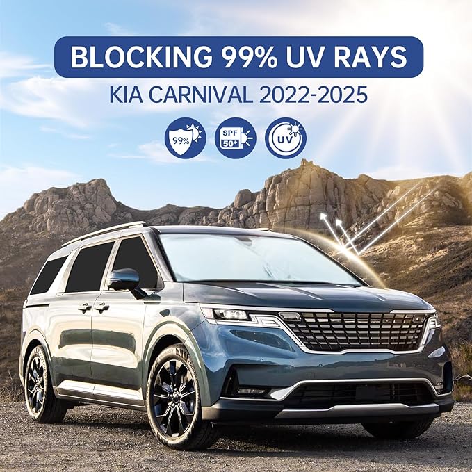 8pcs Car Window Shades for Kia Carnival 2022-2024 2025, Full Car Window Covers for Privacy, Sunshades for Carnival Front Rear Windshield Side Windows to Block UV and Protect Privacy