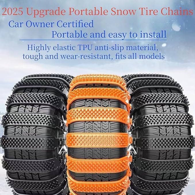 10 Pack Tire Chains, Universal Emergency Tire Chains, Adjustable Plastic Anti-skid Ties,Safety Chains for Most Cars, SUV Truc